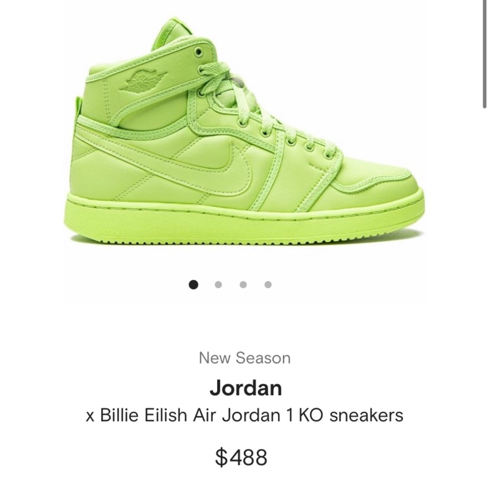 Billie Eilish x Nike Air Jordan 1 KO - 'Ghost Green' Yellow - Size 8 women's NEW